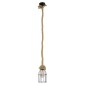 GloboStar® LAICO 01129 Vintage Κρεμαστό Φωτιστικό Πλέγμα Μονόφωτο 1 x E27 IP20 Μπρούτζινο Μέταλλο με Μπεζ Σχοινί - Μ12 x Π12 x Υ100cm