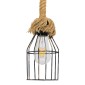 GloboStar® LAICO 01129 Vintage Κρεμαστό Φωτιστικό Πλέγμα Μονόφωτο 1 x E27 IP20 Μπρούτζινο Μέταλλο με Μπεζ Σχοινί - Μ12 x Π12 x Υ100cm
