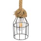 GloboStar® LAICO 01129 Vintage Κρεμαστό Φωτιστικό Πλέγμα Μονόφωτο 1 x E27 IP20 Μπρούτζινο Μέταλλο με Μπεζ Σχοινί - Μ12 x Π12 x Υ100cm
