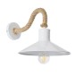 GloboStar® VINSA 01130 Vintage Επιτοίχιο Φωτιστικό Απλίκα Μονόφωτο 1 x E27 IP20 Λευκό Μέταλλο με Μπεζ Σχοινί - Μ37.5 x Π26.7 x Υ25cm