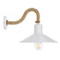 GloboStar® VINSA 01130 Vintage Επιτοίχιο Φωτιστικό Απλίκα Μονόφωτο 1 x E27 IP20 Λευκό Μέταλλο με Μπεζ Σχοινί - Μ37.5 x Π26.7 x Υ25cm