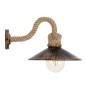 GloboStar® BRASSO 01132 Vintage Επιτοίχιο Φωτιστικό Απλίκα Μονόφωτο 1 x E27 IP20 Χάλκινο Μέταλλο με Μπεζ Σχοινί - Μ38 x Π26.7 x Υ22cm