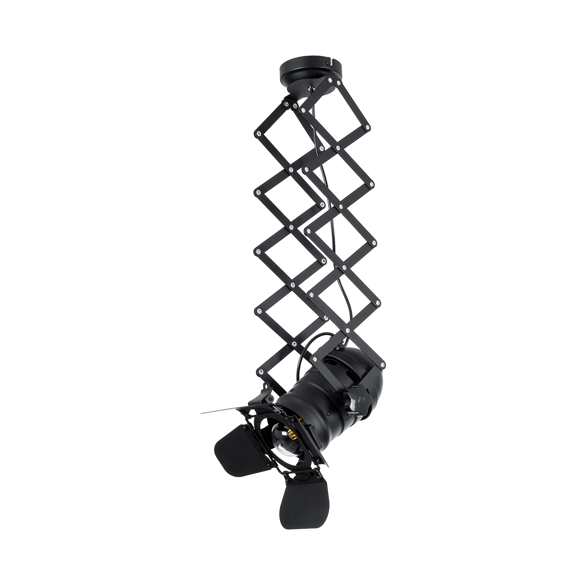 GloboStar® BROADWAY 01140 Vintage Φωτιστικό Οροφής Πλέγμα Μονόφωτο 1 x E27 IP20 Μαύρο Μέταλλο - Μ28 x Π25 x Υ100cm