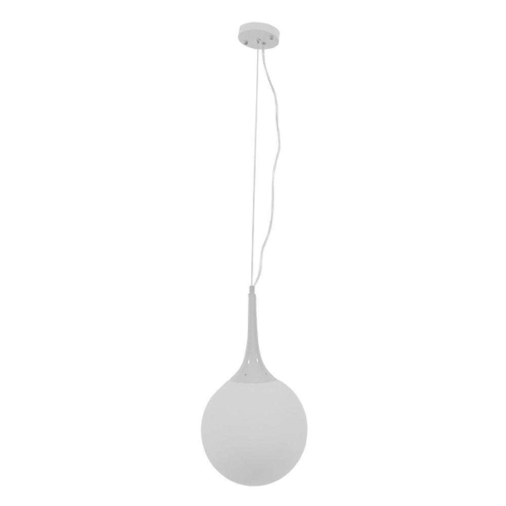 GloboStar® SPHERE 01143 Μοντέρνο Κρεμαστό Φωτιστικό Μπάλα Μονόφωτο 1 x E27 IP20 Λευκό Γυαλί - Μ25 x Π25 x Υ46.5cm