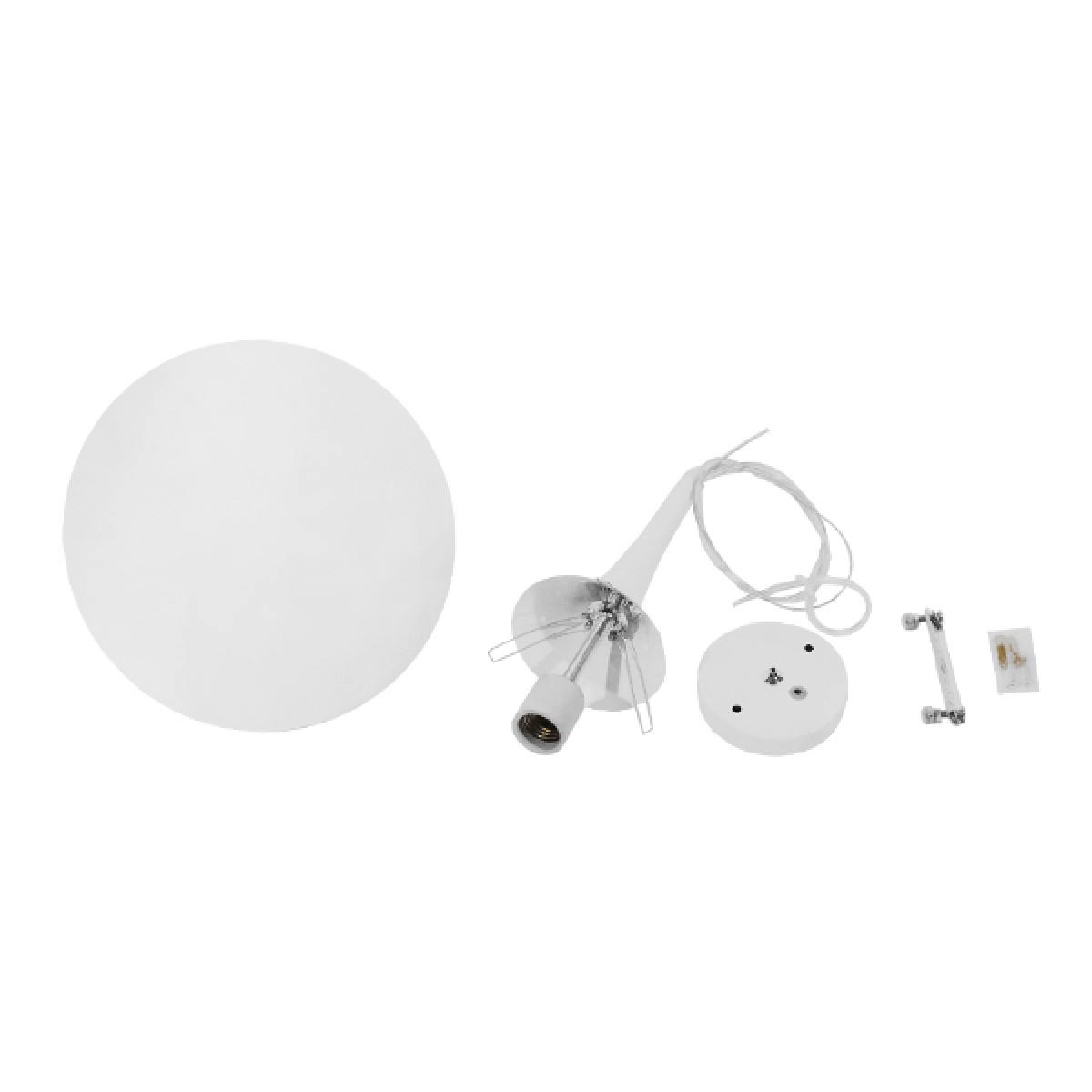 GloboStar® SPHERE 01143 Μοντέρνο Κρεμαστό Φωτιστικό Μπάλα Μονόφωτο 1 x E27 IP20 Λευκό Γυαλί - Μ25 x Π25 x Υ46.5cm