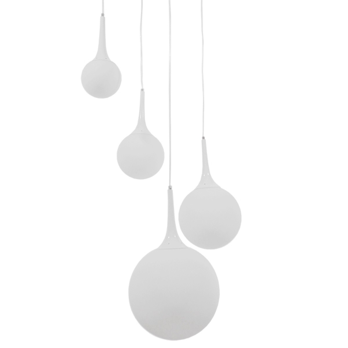 GloboStar® DORI 01144 Μοντέρνο Κρεμαστό Φωτιστικό Μπάλα Πολύφωτο 4 x E27 IP20 Λευκό Γυαλί - Μ75 x Π75 x Υ52cm