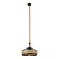 GloboStar® SAHARA 01146 Vintage Κρεμαστό Φωτιστικό Καμπάνα Μονόφωτο 1 x E27 IP20 Μαύρο Μέταλλο με Μπεζ Σχοινί - Μ31 x Π31 x Υ14cm
