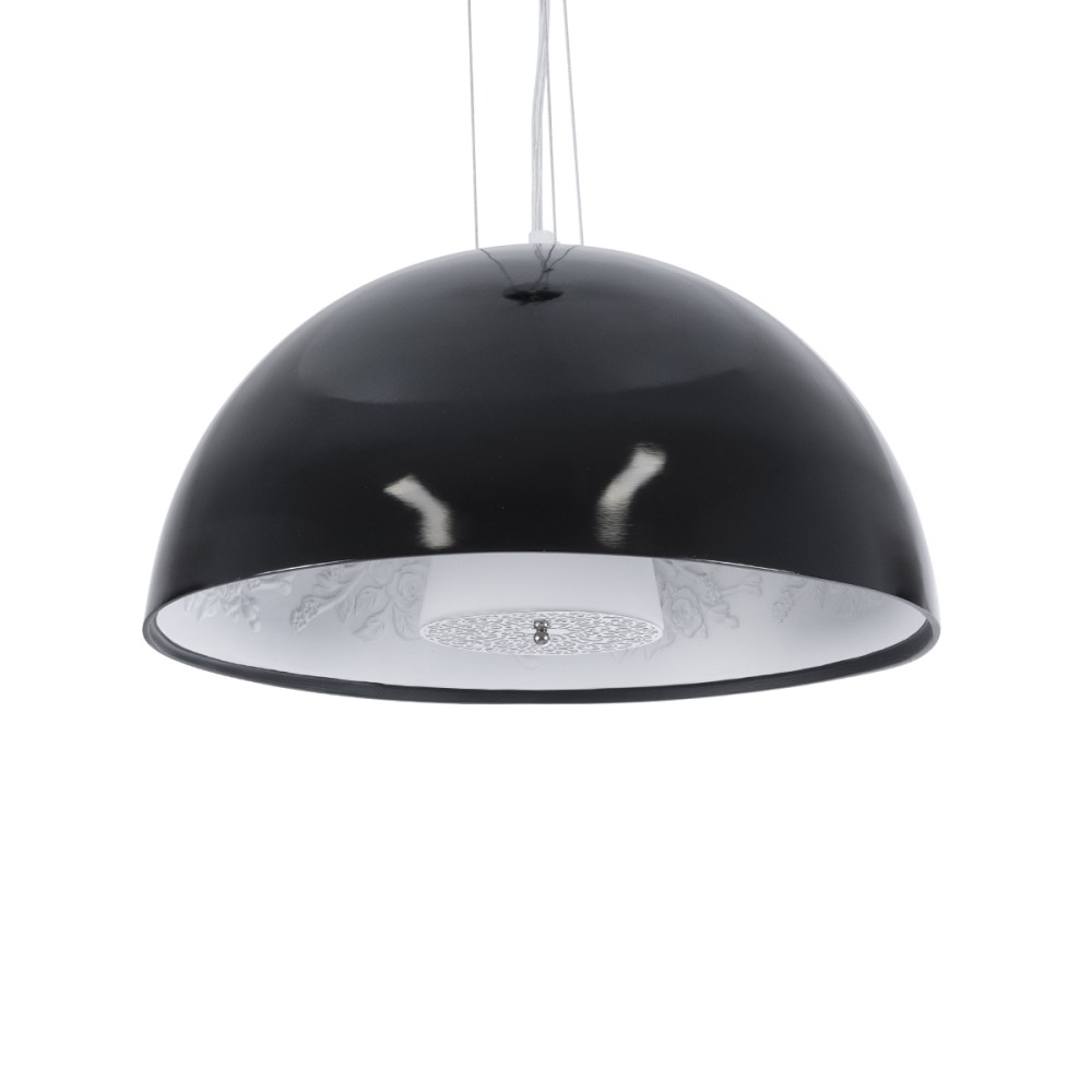 GloboStar® SERENIA 01151 Μοντέρνο Κρεμαστό Φωτιστικό Καμπάνα Μονόφωτο 1 x E27 IP20 Μαύρο & Άσπρο Γύψο - Μ40 x Π40 x Υ20cm