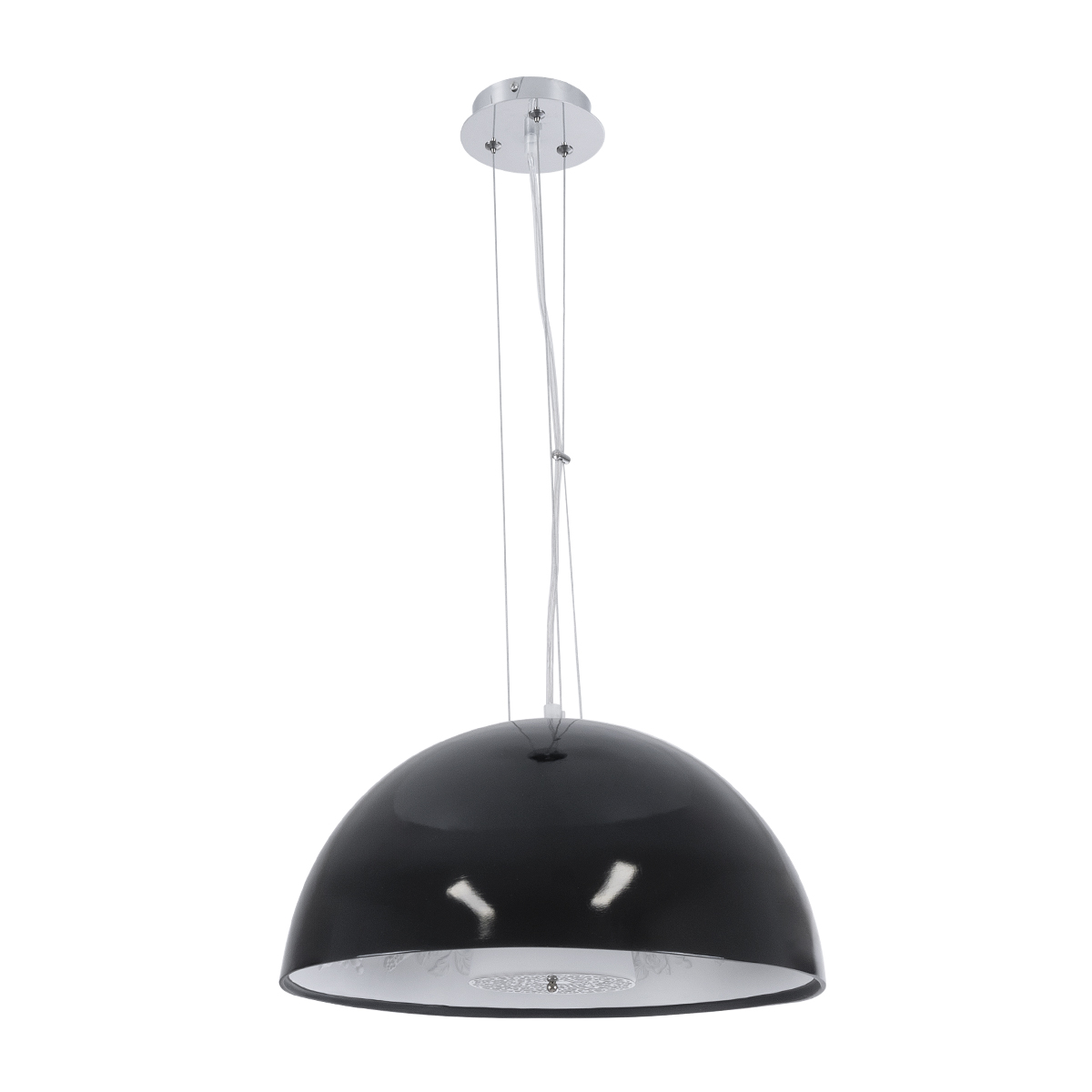 GloboStar® SERENIA 01151 Μοντέρνο Κρεμαστό Φωτιστικό Καμπάνα Μονόφωτο 1 x E27 IP20 Μαύρο & Άσπρο Γύψο - Μ40 x Π40 x Υ20cm