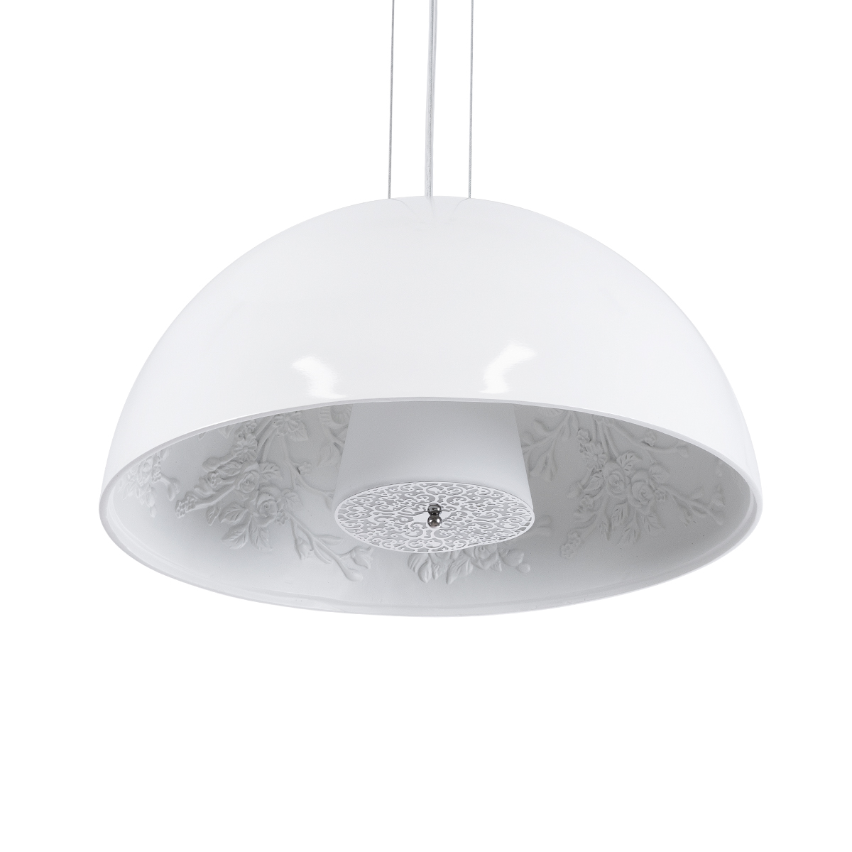 GloboStar® SERENIA 01152 Μοντέρνο Κρεμαστό Φωτιστικό Καμπάνα Μονόφωτο 1 x E27 IP20 Λευκό Γύψο - Μ40 x Π40 x Υ20cm