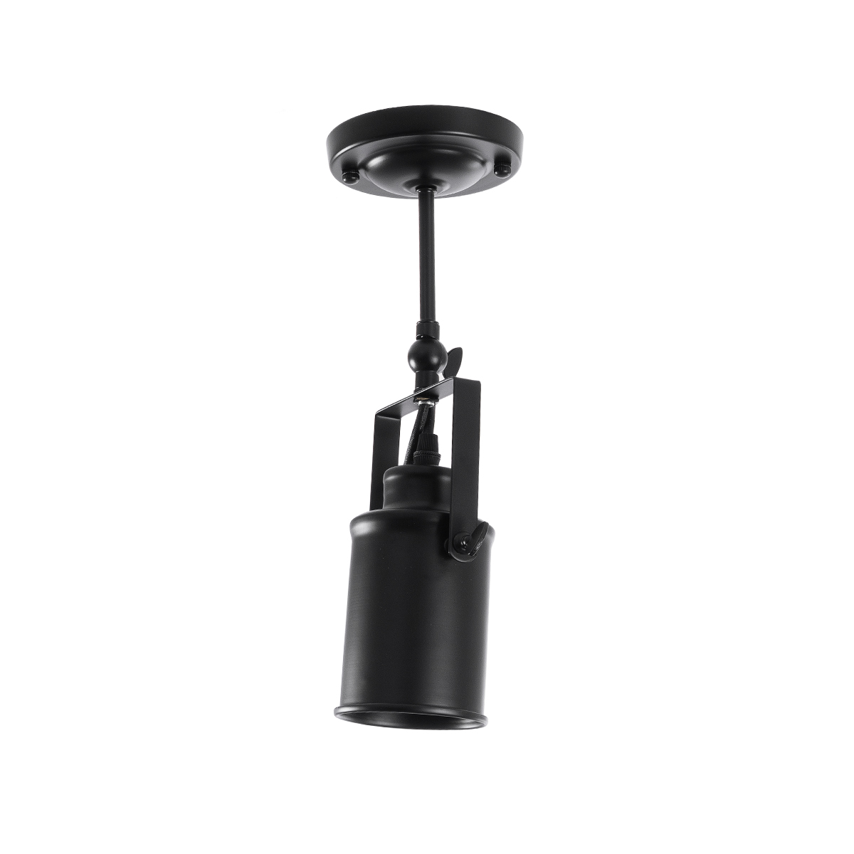 GloboStar® HOLLYWOOD 01153 Vintage Φωτιστικό Οροφής Ράγα Μονόφωτο 1 x E27 IP20 Μαύρο Μέταλλο - Μ8.5 x Π8.5 x Υ35cm