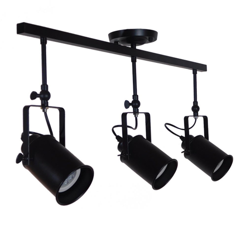 GLOBOSTAR® HOLLYWOOD 01155 Vintage Φωτιστικό Οροφής με Ντουί 3 x E27 AC 220-240V IP20 - Μαύρο - Μ13 x Π78 x Υ38cm