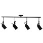 GloboStar® HOLLYWOOD 01156 Vintage Φωτιστικό Οροφής Ράγα Πολύφωτο 4 x E27 IP20 Μαύρο Μέταλλο - Μ13 x Π110 x Υ38cm