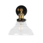 GloboStar® LYDIA 01159 Vintage Επιτοίχιο Φωτιστικό Απλίκα Μονόφωτο 1 x E27 IP20 Μπρούτζινο Μέταλλο με Διάφανο Γυαλί - Μ19 x Π30 x Υ24cm