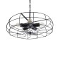 GloboStar® HELIX 01164 Vintage Κρεμαστό Φωτιστικό Πλέγμα Πολύφωτο 5 x E27 IP20 Μαύρο Μέταλλο - Μ48 x Π48 x Υ12cm