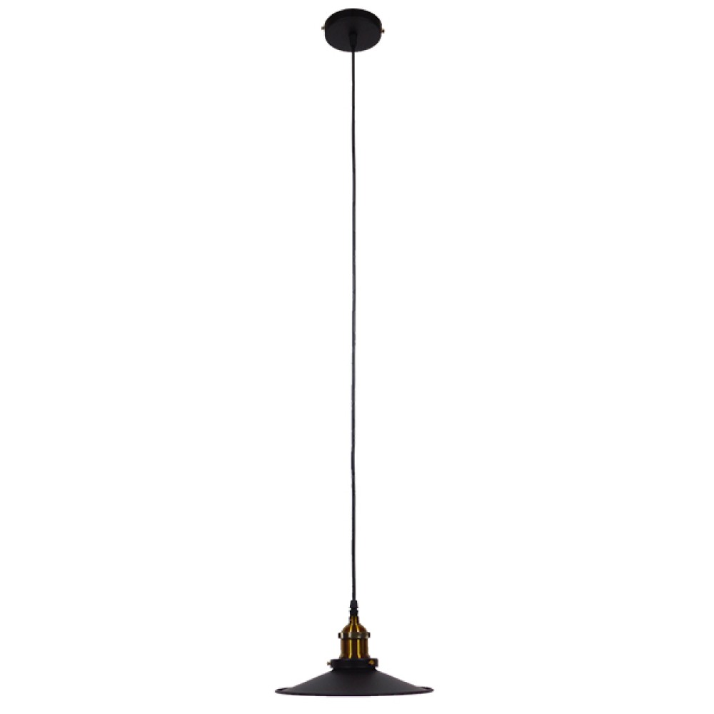 GloboStar® CARAVEL 01167 Vintage Κρεμαστό Φωτιστικό Καμπάνα Μονόφωτο 1 x E27 IP20 Μαύρο & Χρυσό Μέταλλο - Μ22 x Π22 x Υ13cm