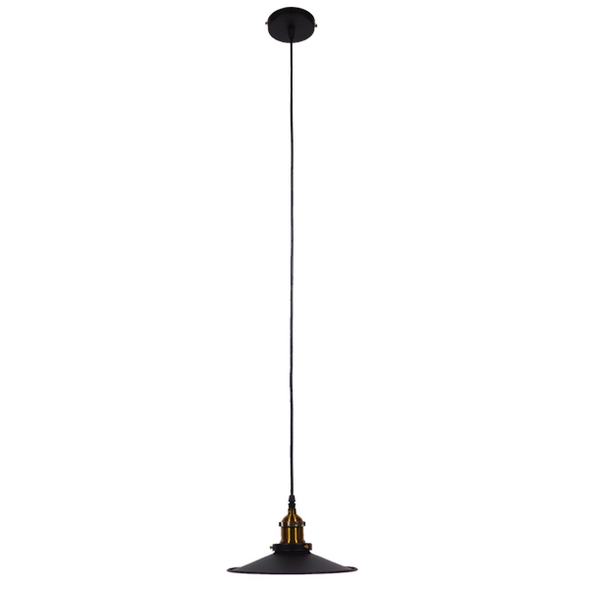 GloboStar® CARAVEL 01167 Vintage Κρεμαστό Φωτιστικό Καμπάνα Μονόφωτο 1 x E27 IP20 Μαύρο & Χρυσό Μέταλλο - Μ22 x Π22 x Υ13cm