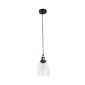 GloboStar® WICKHAM 01168 Vintage Κρεμαστό Φωτιστικό Καμπάνα Μονόφωτο 1 x E27 IP20 Διάφανο Γυαλί με Μαύρο & Χρυσό Μέταλλο - Μ14 x Π14 x Y23cm