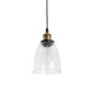 GloboStar® WICKHAM 01168 Vintage Κρεμαστό Φωτιστικό Καμπάνα Μονόφωτο 1 x E27 IP20 Διάφανο Γυαλί με Μαύρο & Χρυσό Μέταλλο - Μ14 x Π14 x Y23cm
