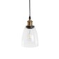 GloboStar® WICKHAM 01168 Vintage Κρεμαστό Φωτιστικό Καμπάνα Μονόφωτο 1 x E27 IP20 Διάφανο Γυαλί με Μαύρο & Χρυσό Μέταλλο - Μ14 x Π14 x Y23cm