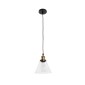 GloboStar® WICKHAM 01169 Vintage Κρεμαστό Φωτιστικό Καμπάνα Μονόφωτο 1 x E27 IP20 Διάφανο Γυαλί με Μαύρο & Χρυσό Μέταλλο - Μ18 x Π18 x Y20cm