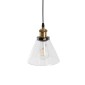 GloboStar® WICKHAM 01169 Vintage Κρεμαστό Φωτιστικό Καμπάνα Μονόφωτο 1 x E27 IP20 Διάφανο Γυαλί με Μαύρο & Χρυσό Μέταλλο - Μ18 x Π18 x Y20cm