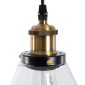 GloboStar® WICKHAM 01169 Vintage Κρεμαστό Φωτιστικό Καμπάνα Μονόφωτο 1 x E27 IP20 Διάφανο Γυαλί με Μαύρο & Χρυσό Μέταλλο - Μ18 x Π18 x Y20cm