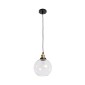 GloboStar® WICKHAM 01170 Vintage Κρεμαστό Φωτιστικό Μπάλα Μονόφωτο 1 x E27 IP20 Διάφανο Γυαλί με Μαύρο & Χρυσό Μέταλλο - Μ20 x Π20 x Y25cm