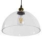 GloboStar® WICKHAM 01171 Vintage Κρεμαστό Φωτιστικό Καμπάνα Μονόφωτο 1 x E27 IP20 Διάφανο Γυαλί με Μαύρο & Χρυσό Μέταλλο - Μ30 x Π30 x Y25cm