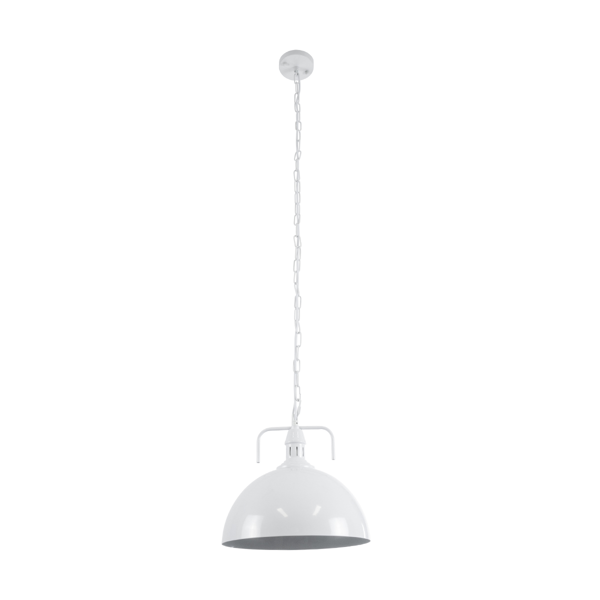 GloboStar® LARKIN 01174 Vintage Κρεμαστό Φωτιστικό Καμπάνα Μονόφωτο 1 x E27 IP20 Λευκό Μέταλλο - Μ30 x Π30 x Y28cm