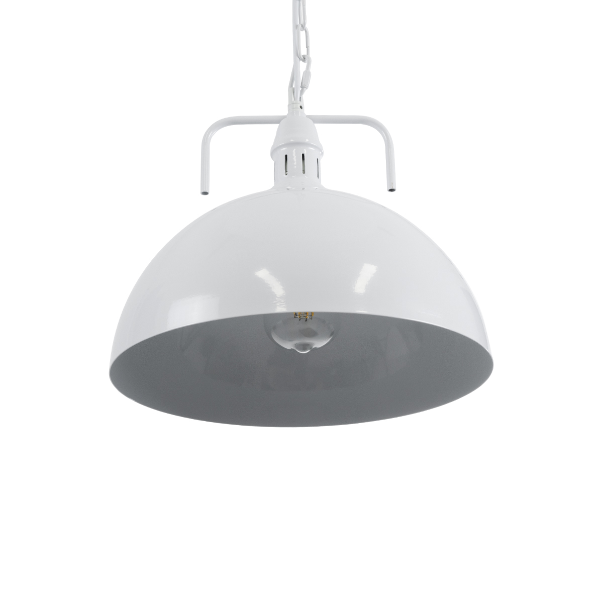 GloboStar® LARKIN 01174 Vintage Κρεμαστό Φωτιστικό Καμπάνα Μονόφωτο 1 x E27 IP20 Λευκό Μέταλλο - Μ30 x Π30 x Y28cm