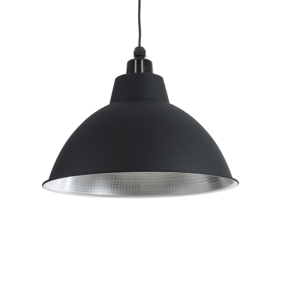 GLOBOSTAR® LOUVE 01176 Vintage Κρεμαστό Φωτιστικό Οροφής με Ντουί 1 x E27 AC 220-240V IP20 - Μαύρο & Ασημί - Μ40 x Π40 x Y30cm