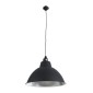 GloboStar® LOUVE 01176 Vintage Κρεμαστό Φωτιστικό Καμπάνα Μονόφωτο 1 x E27 IP20 Μαύρο & Ασημί Μέταλλο - Μ40 x Π40 x Y30cm
