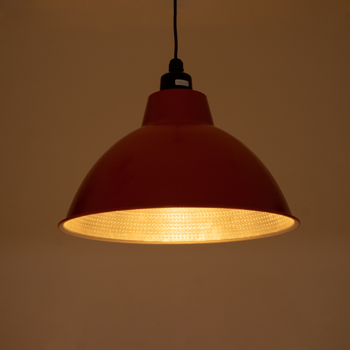 GloboStar® LOUVE 01177 Vintage Κρεμαστό Φωτιστικό Καμπάνα Μονόφωτο 1 x E27 IP20 Κόκκινο, Ασημί & Μαύρο Μέταλλο - Μ40 x Π40 x Y30cm