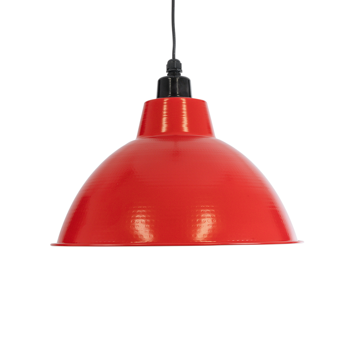 GloboStar® LOUVE 01177 Vintage Κρεμαστό Φωτιστικό Καμπάνα Μονόφωτο 1 x E27 IP20 Κόκκινο, Ασημί & Μαύρο Μέταλλο - Μ40 x Π40 x Y30cm