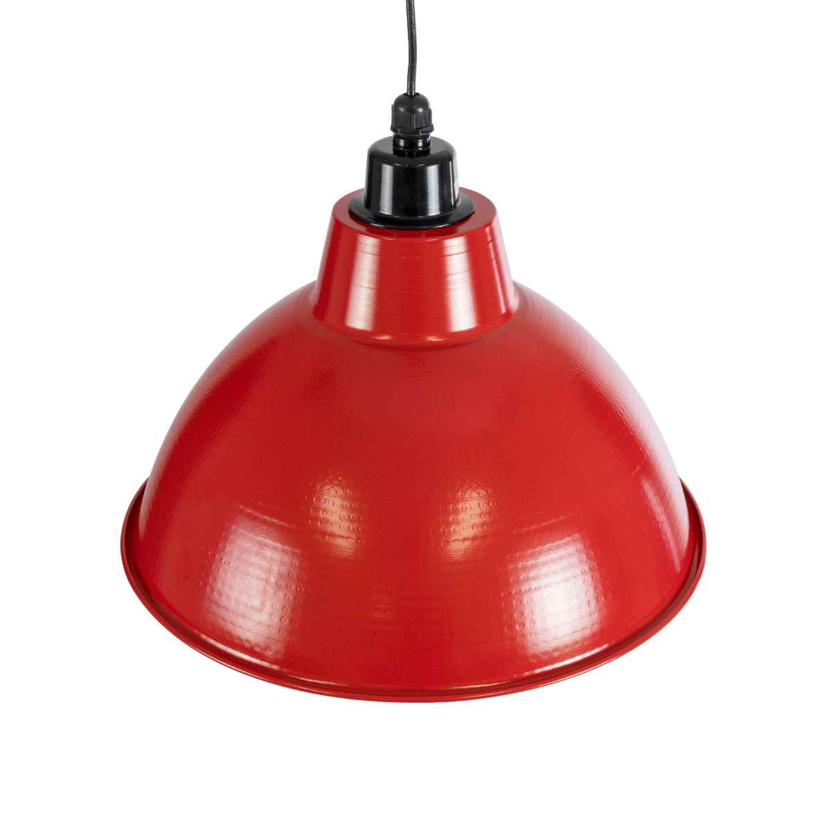 GloboStar® LOUVE 01177 Vintage Κρεμαστό Φωτιστικό Καμπάνα Μονόφωτο 1 x E27 IP20 Κόκκινο, Ασημί & Μαύρο Μέταλλο - Μ40 x Π40 x Y30cm