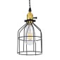 GloboStar® GALOT 01179 Vintage Κρεμαστό Φωτιστικό Πλέγμα Μονόφωτο 1 x E27 IP20 Μαύρο & Χρυσό Μέταλλο - Μ13.5 x Π13.5 x Y16cm