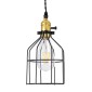GloboStar® GALOT 01179 Vintage Κρεμαστό Φωτιστικό Πλέγμα Μονόφωτο 1 x E27 IP20 Μαύρο & Χρυσό Μέταλλο - Μ13.5 x Π13.5 x Y16cm