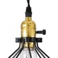 GloboStar® GALOT 01179 Vintage Κρεμαστό Φωτιστικό Πλέγμα Μονόφωτο 1 x E27 IP20 Μαύρο & Χρυσό Μέταλλο - Μ13.5 x Π13.5 x Y16cm