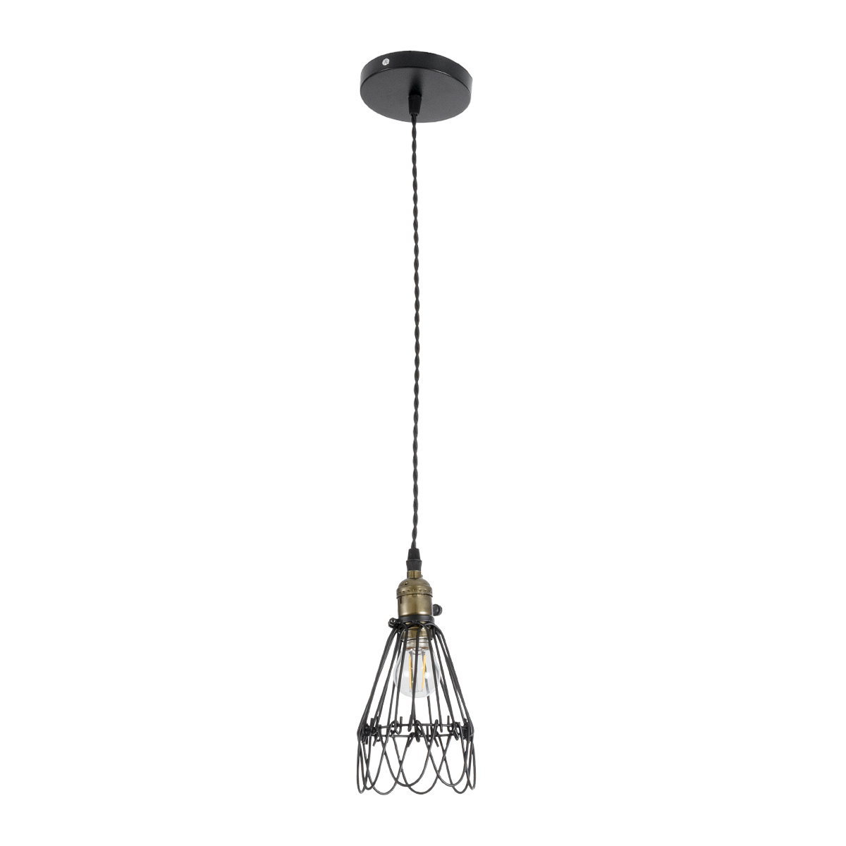 GloboStar® FLOWER IRON RUST 01181 Vintage Κρεμαστό Φωτιστικό Πλέγμα Μονόφωτο 1 x E27 IP20 Μαύρο Μέταλλο - Μ10 x Π10 x Υ20cm