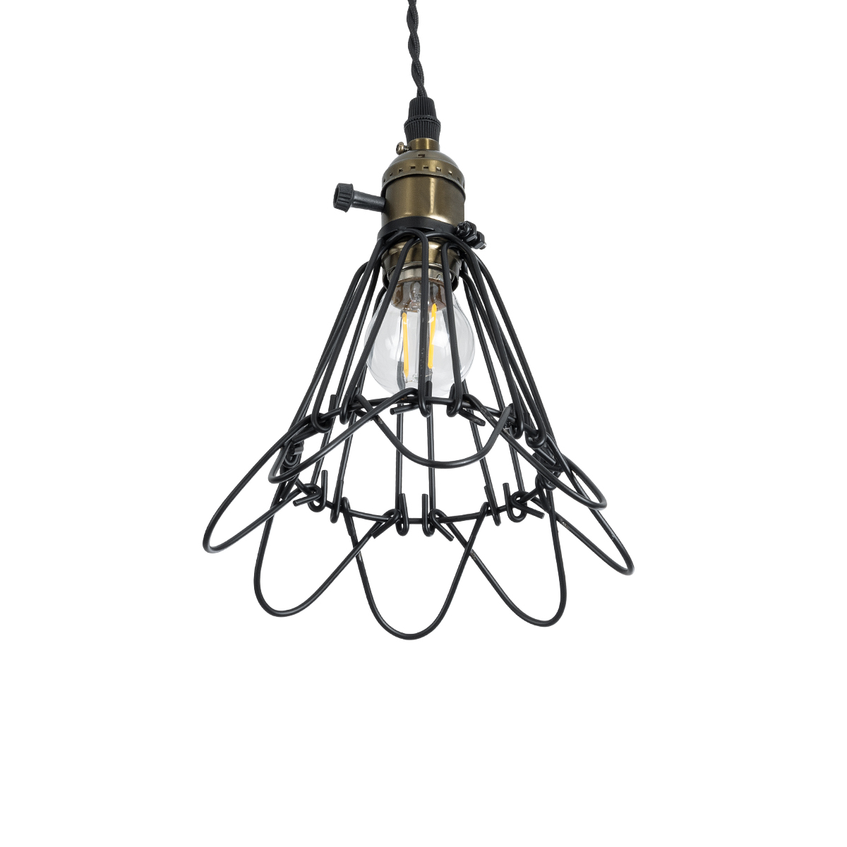 GloboStar® FLOWER IRON RUST 01181 Vintage Κρεμαστό Φωτιστικό Πλέγμα Μονόφωτο 1 x E27 IP20 Μαύρο Μέταλλο - Μ10 x Π10 x Υ20cm