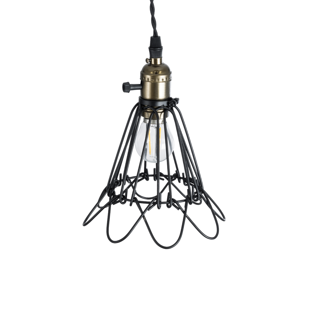 GloboStar® FLOWER IRON RUST 01181 Vintage Κρεμαστό Φωτιστικό Πλέγμα Μονόφωτο 1 x E27 IP20 Μαύρο Μέταλλο - Μ10 x Π10 x Υ20cm