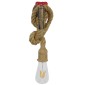 GloboStar® TROUVER 01183 Vintage Επιτοίχιο Φωτιστικό Απλίκα Μονόφωτο 1 x E27 IP20 Μπρούτζινο & Κόκκινο Μέταλλο με Μπεζ Σχοινί Μ14.5 x Π3.3 x Υ16cm