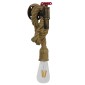 GloboStar® TROUVER 01183 Vintage Επιτοίχιο Φωτιστικό Απλίκα Μονόφωτο 1 x E27 IP20 Μπρούτζινο & Κόκκινο Μέταλλο με Μπεζ Σχοινί Μ14.5 x Π3.3 x Υ16cm