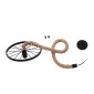 GloboStar® VELO 01185 Vintage Κρεμαστό Φωτιστικό Ανάρτηση Μονόφωτο 1 x E27 IP20 Μαύρο Μέταλλο με Μπεζ Σχοινί - Μ30 x Π30 x Υ12cm