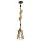 GloboStar® LANTERN 01186 Vintage Κρεμαστό Φωτιστικό Ανάρτηση Μονόφωτο 1 x E27 IP20 Μαύρο & Χρυσό Μέταλλο με Μπεζ Σχοινί - Μ15 x Π15 x Υ24cm