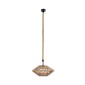 GloboStar® NATHLEN 01187 Vintage Κρεμαστό Φωτιστικό Πλέγμα Μονόφωτο 1 x E27 IP20 Μαύρο Μέταλλο με Μπεζ Σχοινί - Μ40 x Π40 x Υ20cm