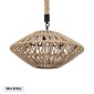 GloboStar® NATHLEN 01187 Vintage Κρεμαστό Φωτιστικό Πλέγμα Μονόφωτο 1 x E27 IP20 Μαύρο Μέταλλο με Μπεζ Σχοινί - Μ40 x Π40 x Υ20cm