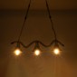 GloboStar® TYMEN 01189 Vintage Κρεμαστό Φωτιστικό Καμπάνα Τρίφωτο 3 x E27 IP20 Μαύρο Μέταλλο με Μπεζ Σχοινί - Μ85 x Π18.5 x Υ20cm