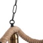 GloboStar® TYMEN 01189 Vintage Κρεμαστό Φωτιστικό Καμπάνα Τρίφωτο 3 x E27 IP20 Μαύρο Μέταλλο με Μπεζ Σχοινί - Μ85 x Π18.5 x Υ20cm
